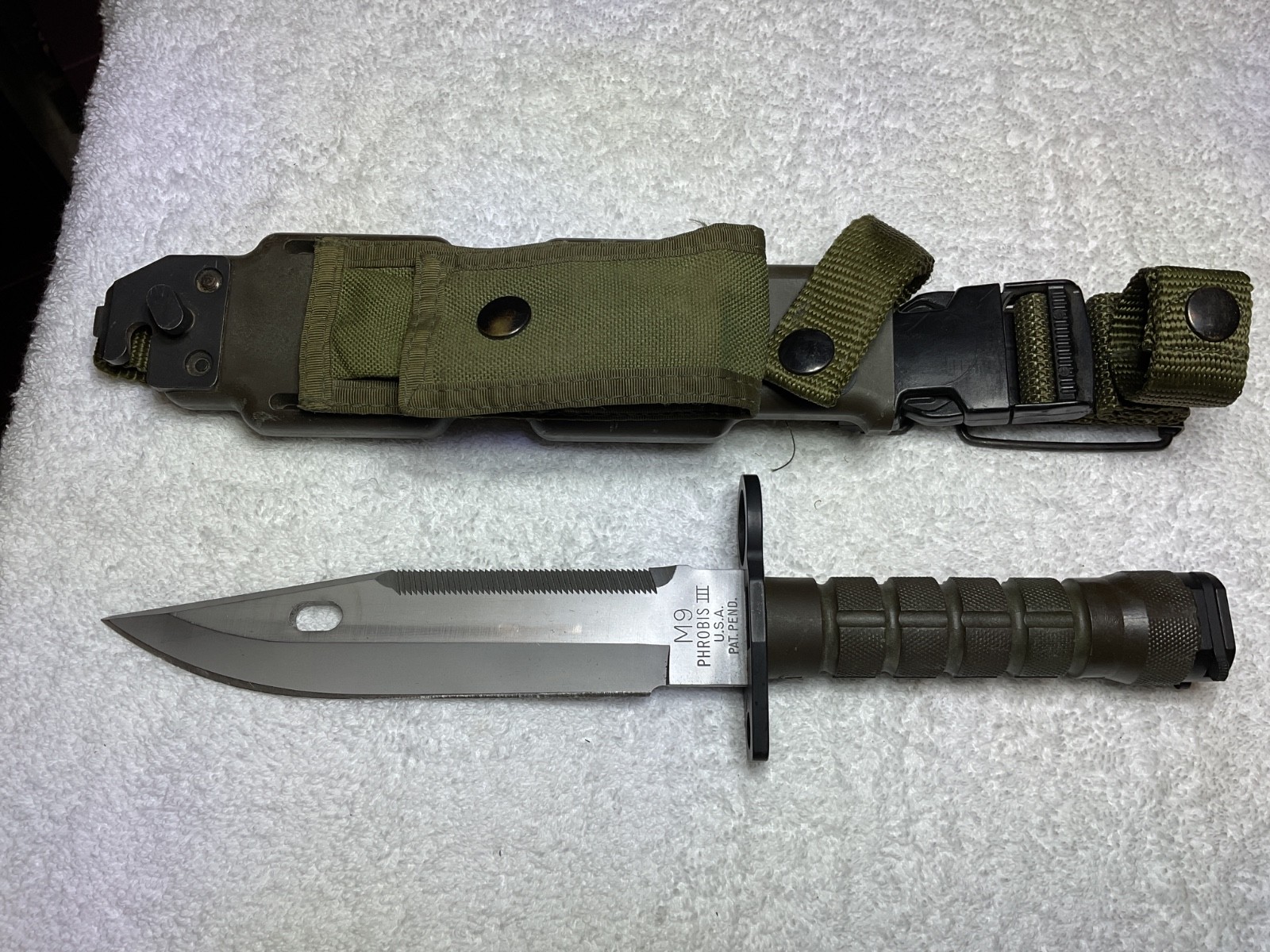 PHROBIS III US M9 Military Fixed Blade with Scabbard VERY NICE