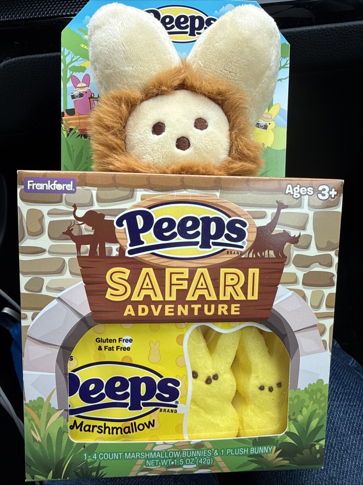 PEEPS Easter Bunny SAFARI LION Plush & Marshmallows Gift Set 1.5oz NEW +BOX