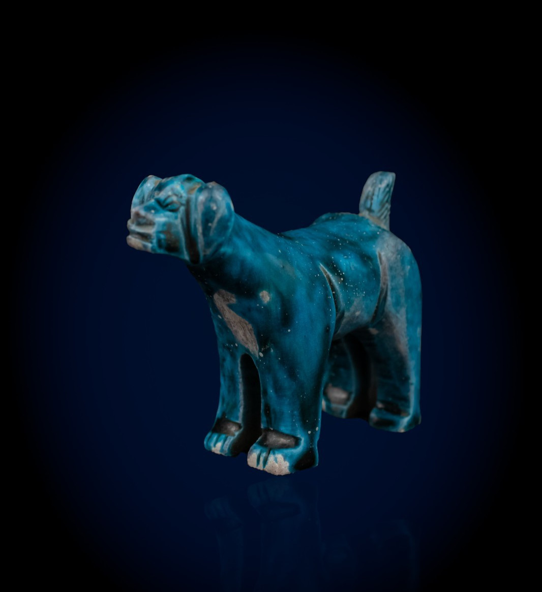 Rare Ancient Egyptian Antiques Blue Canine Statue – Pharaonic Animal Figure BC