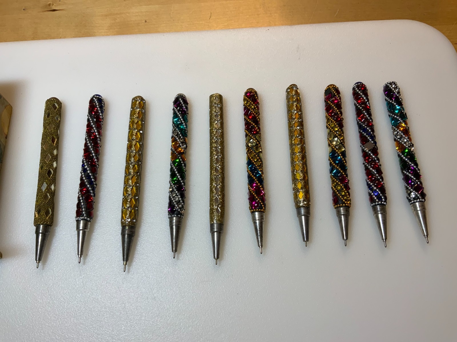 Art Deco  pen set decoline holder and 10 art deco bejeweled pens