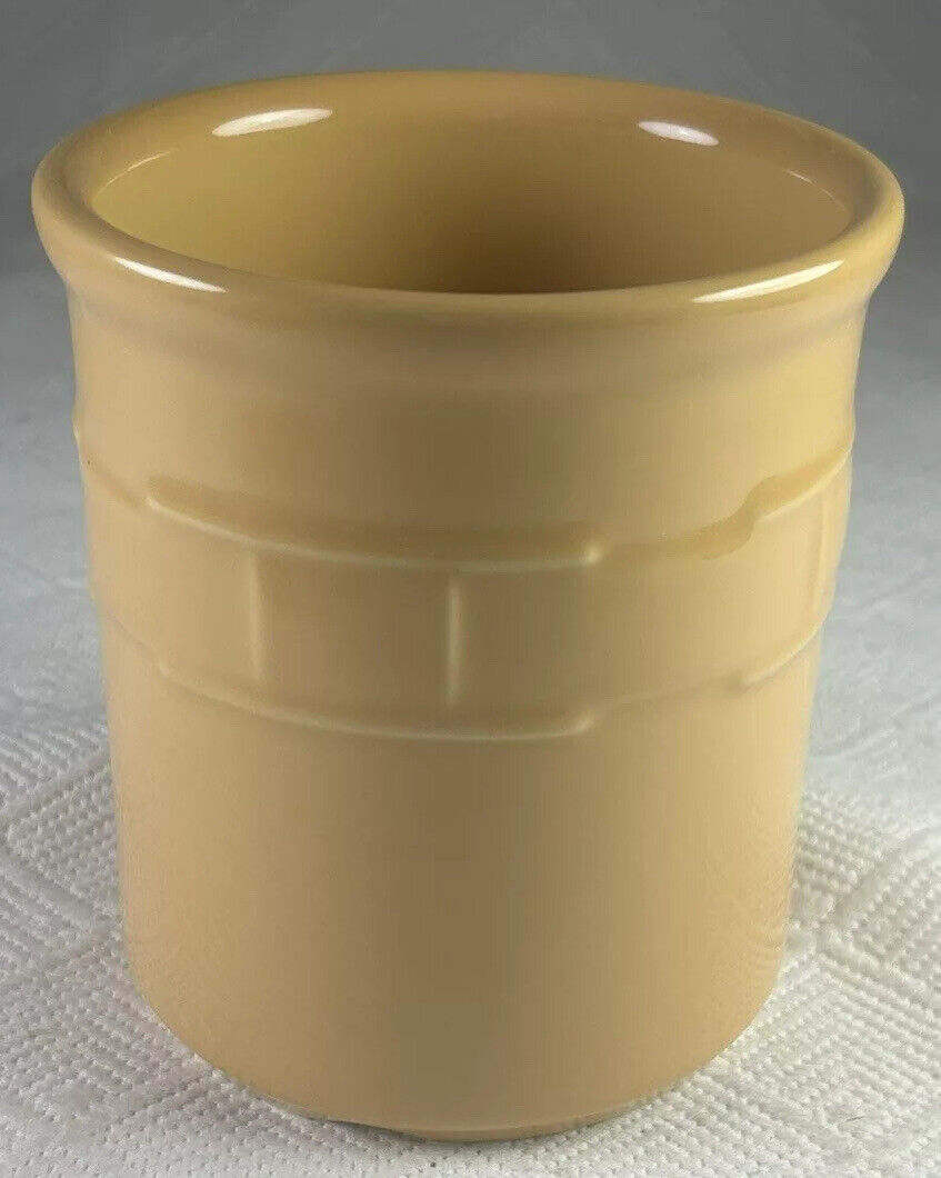 Longaberger Woven Traditions Pottery Butternut Gold Crock Approx 5”Diam x 5.5”H