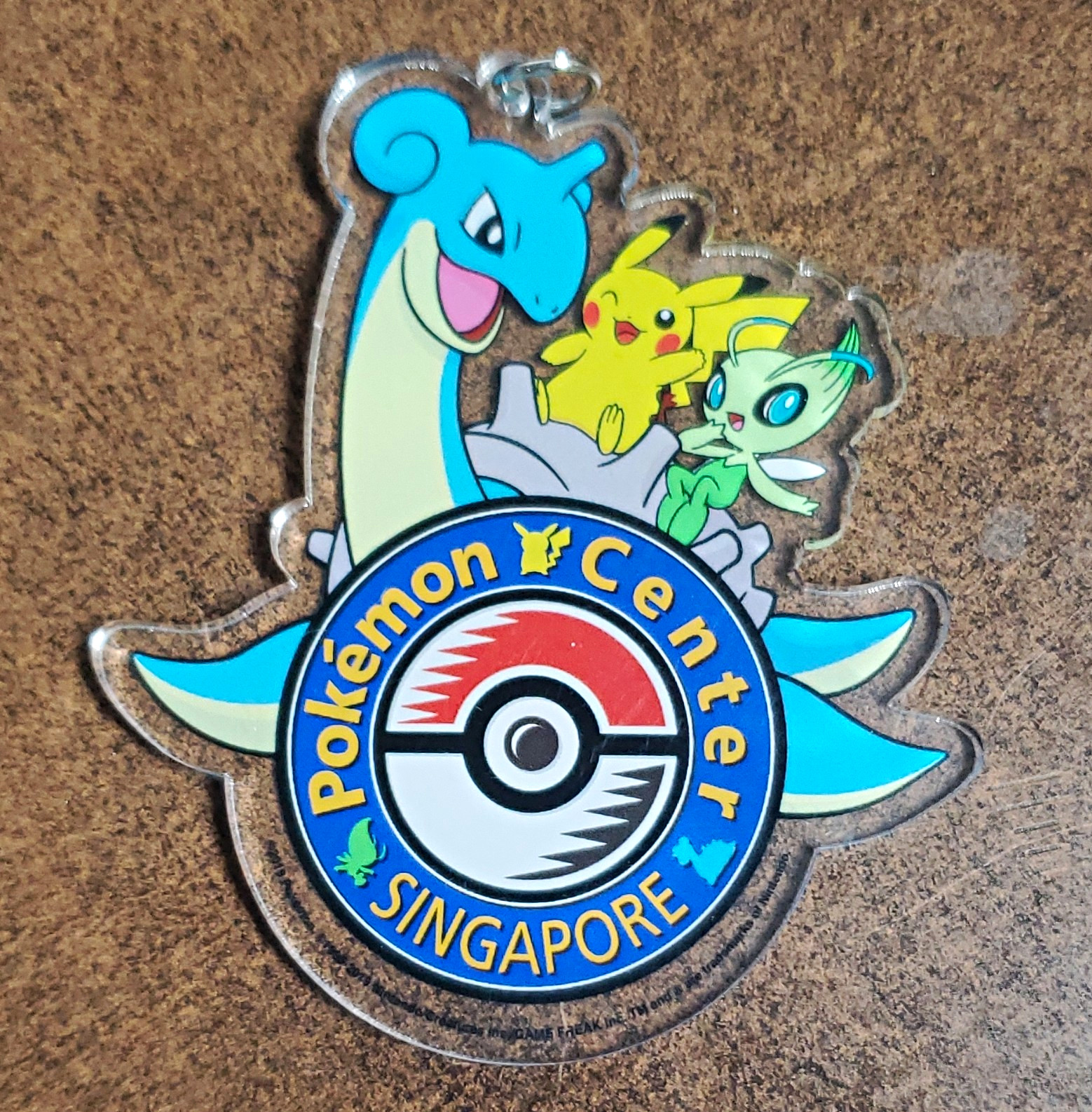 Pokémon Center Singapore 2019 Lapras Pikachu Celebi Acrylic Clip-On Keychain