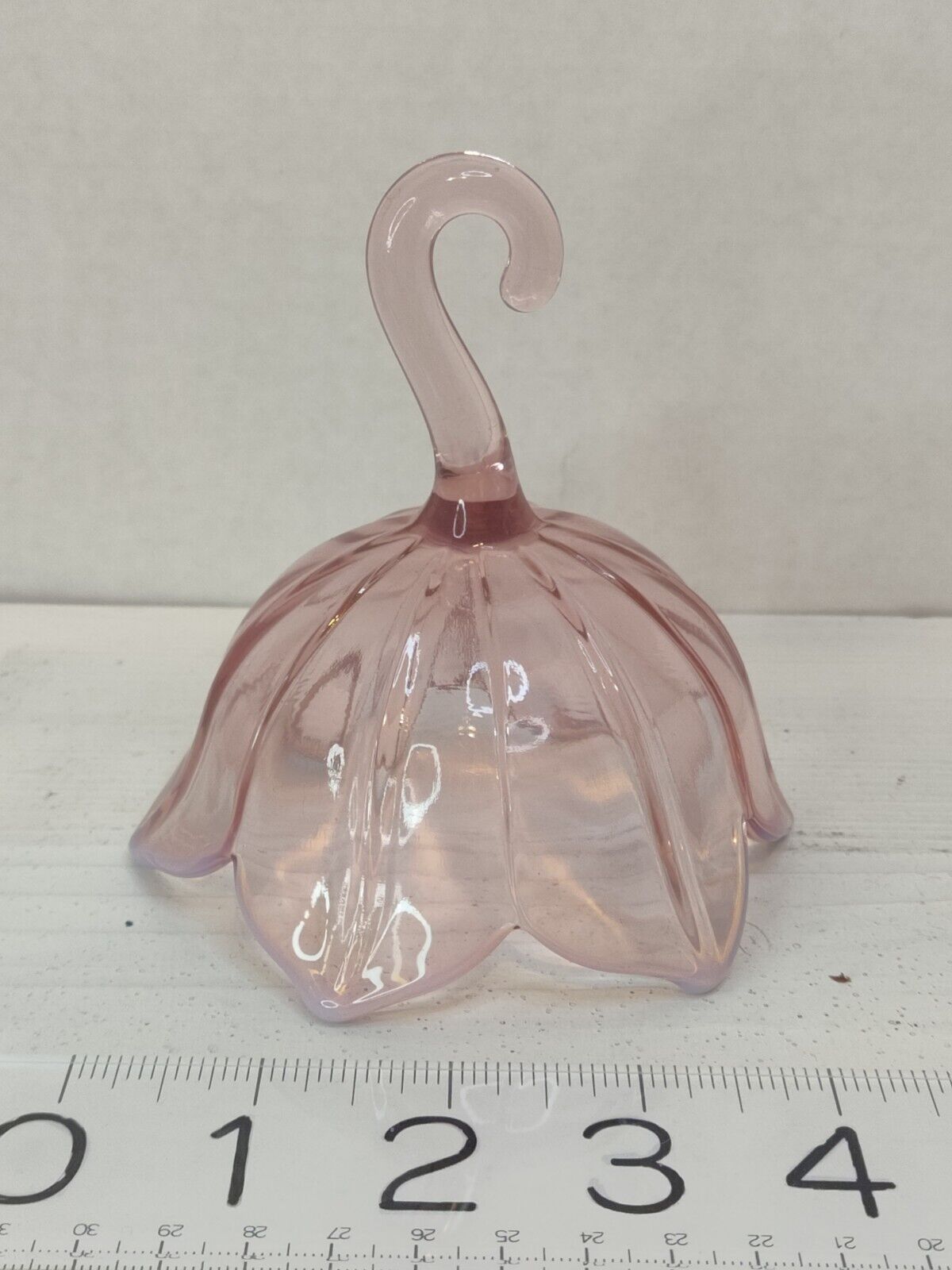 Vtg Westmoreland Lotus Pink Umbrella Bell Opalescent Rare No Bell Clacker