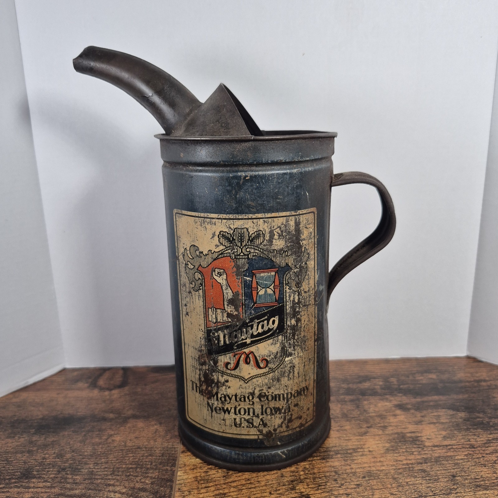 Vtg 1930\'s Maytag Company Multi-Motor Fuel Mixing Can w/ Pour Spout
