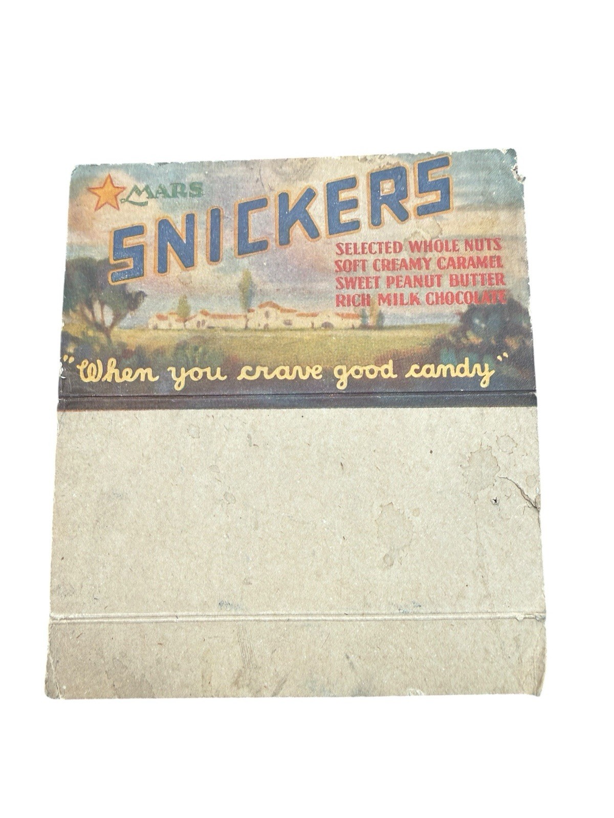 Vtg Snickers Candy Store Display Sign Mars Advertising Cardboard Old Logo