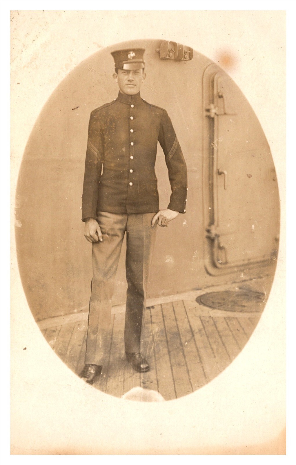 RPPC US Navy Officer On Deck Pre WWI C1904-18 AZO Real Photo Postcard AE17
