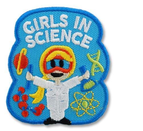 GIRLS IN SCIENCE Fun Patches Crests Badges SCOUTS GUIDES biology chemistry class