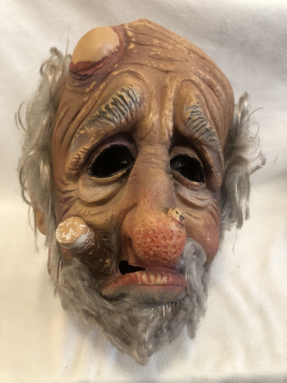 Vintage West Germany Old man Hobo with cigar ￼Halloween Masks RARE.  Pre-OWNED