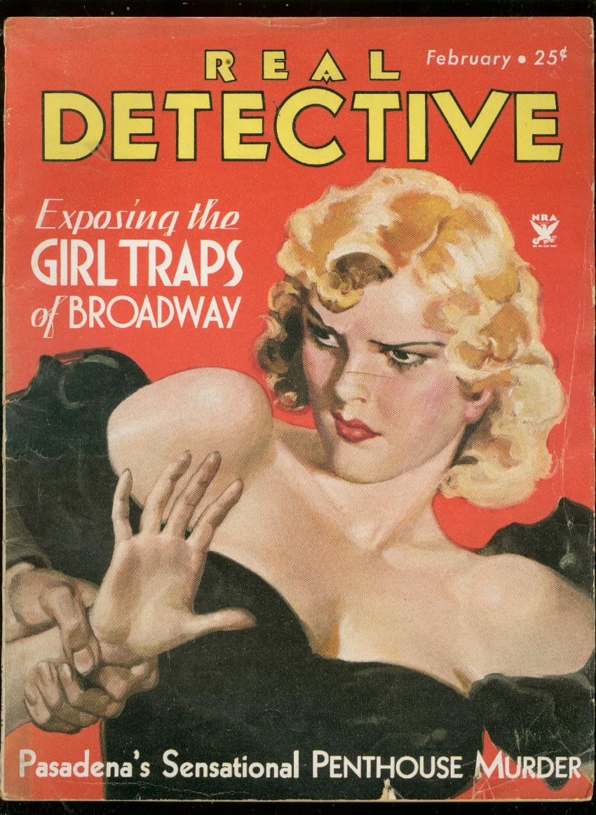 MAG: REAL DETECTIVE FEB 1934-GOOD GIRL ART-TRUE CRIME-PULP VG