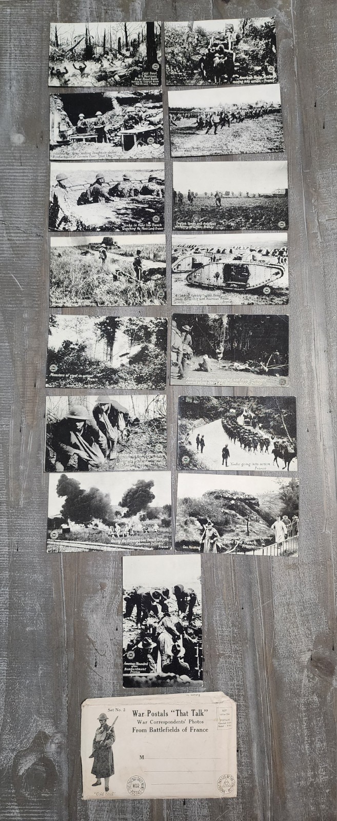 WWI Chicago Daily News War Postals Set 15 Unused France Battle Photos 1918