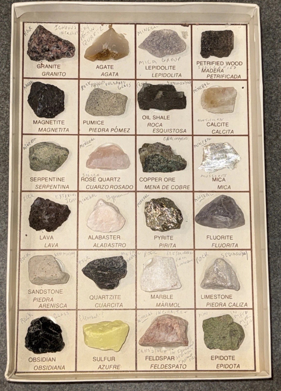 Vintage Rock and Mineral Specimen Collection Set-Educational Geology Kit (1983) Vintage Rock and Mineral Specimen Collection Set-Educational Geology Kit (1983)