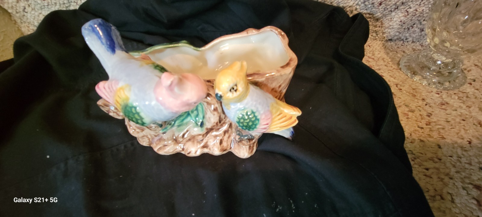 Vintage Boho Chic Ceramic Parrot Cachepot Made in Occupied Japan 6 x 4 x 5 