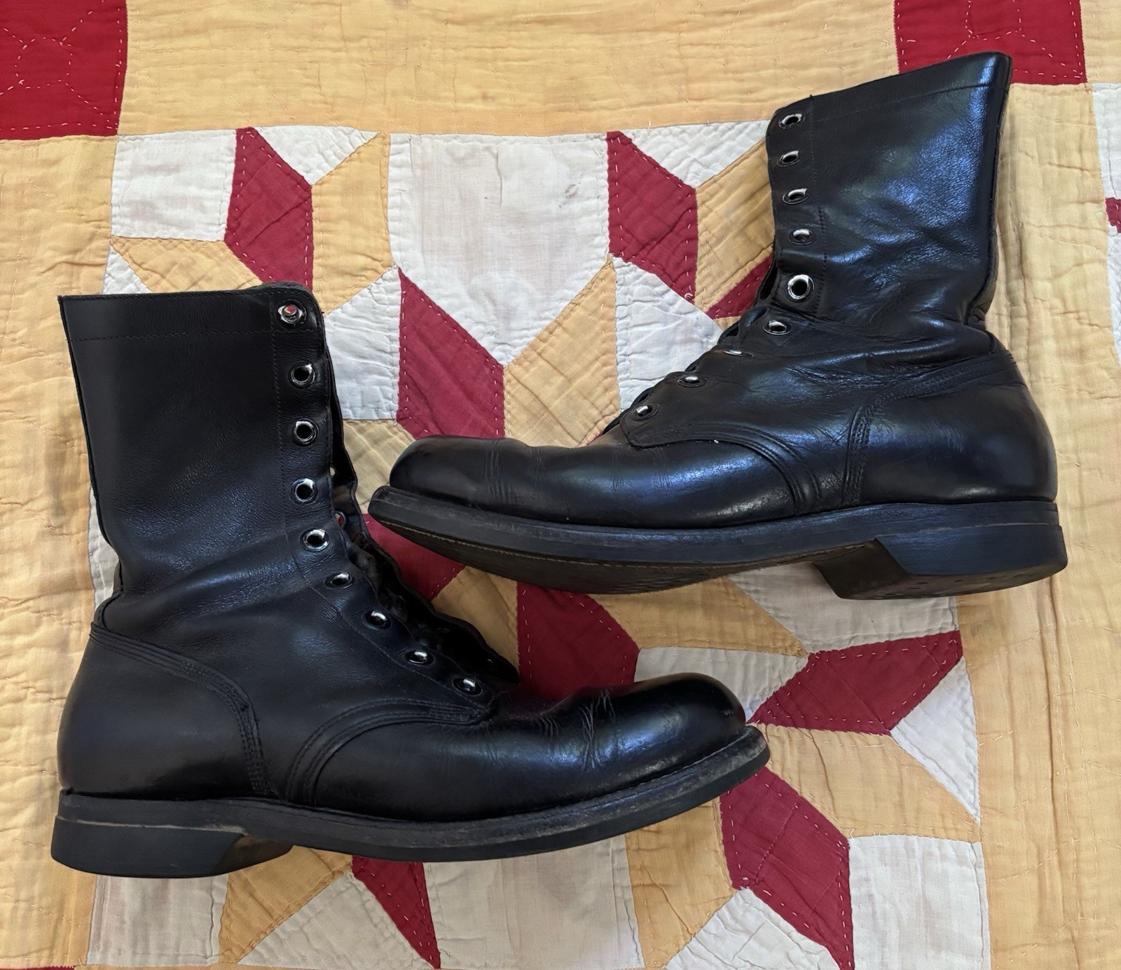 Vintage 60s 70s US Army Combat Jump Boots Black Leather BF Goodrich Sole