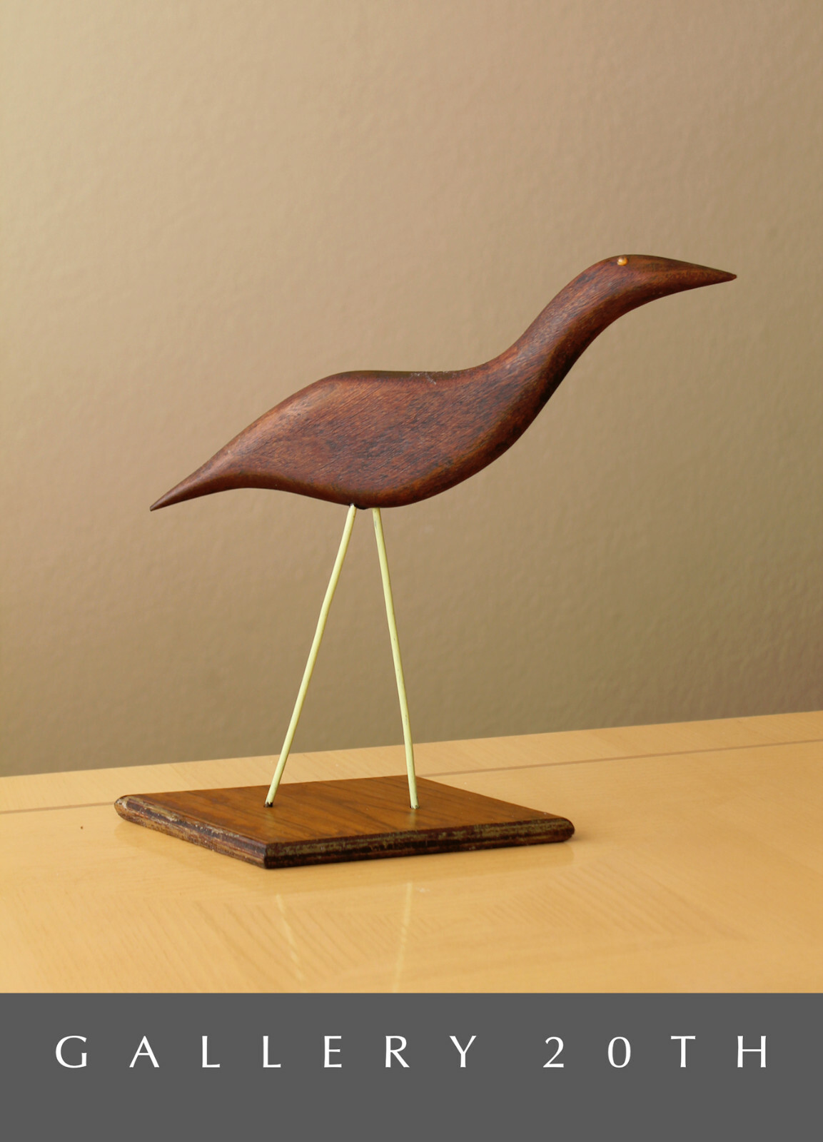 COOL TEAK BIRD SCULPTURE VTG ORIG ART 60'S 50'S GOOGLY EYES MID CENTURY MODERN