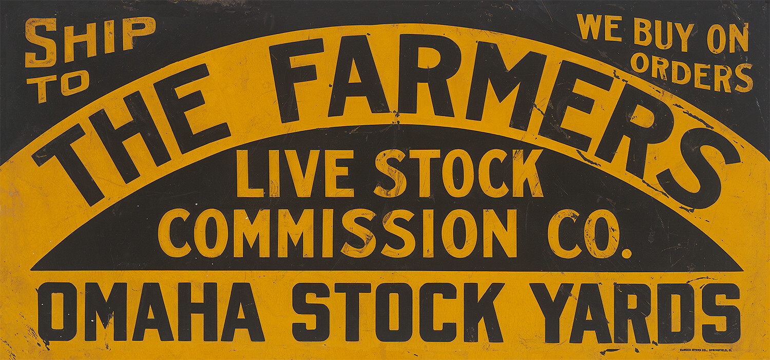 THE FARMERS OMAHA STOCK YARDS ADVERTISING SIGN