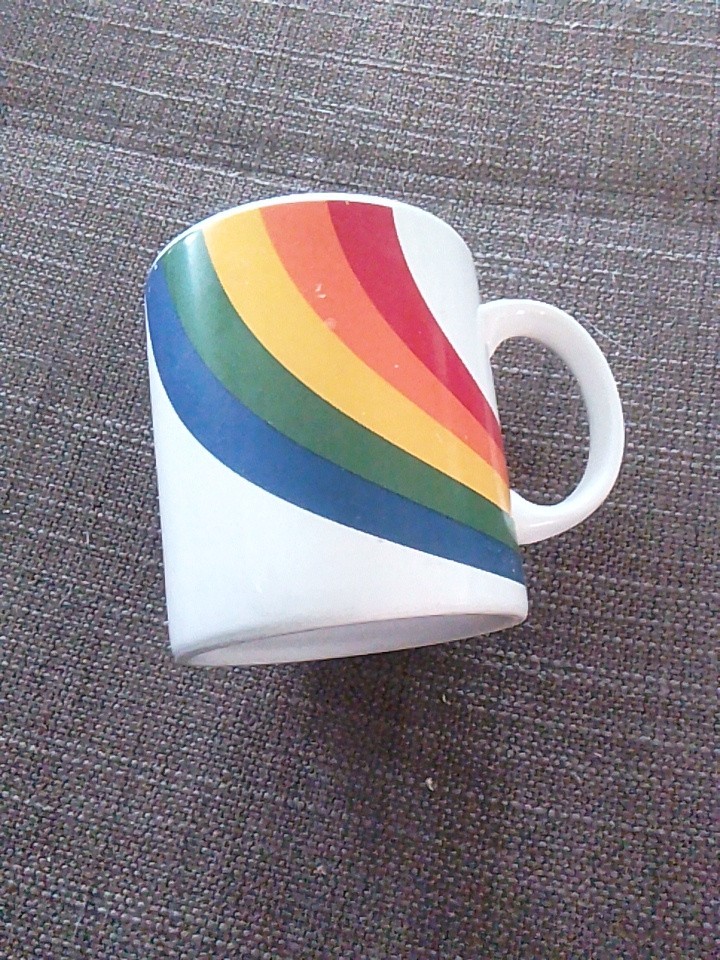 Vtg 1984 FTD Rainbow Pride Coffee Cup Mug Made In Korea Collectible 80s KidCore