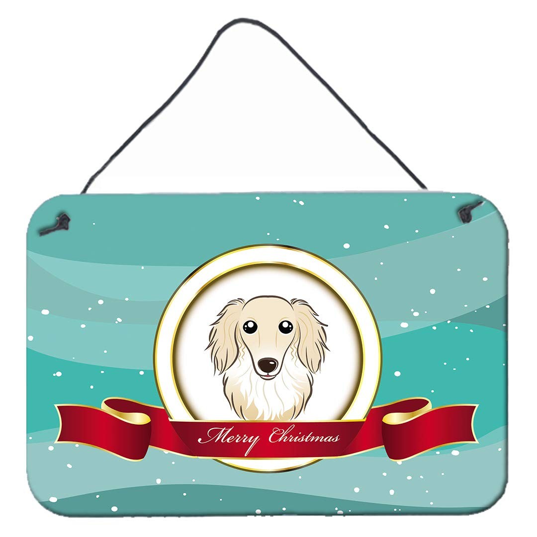 Caroline\'s Treasures BB1522DS812 Longhair Creme Dachshund Merry Christmas Metal