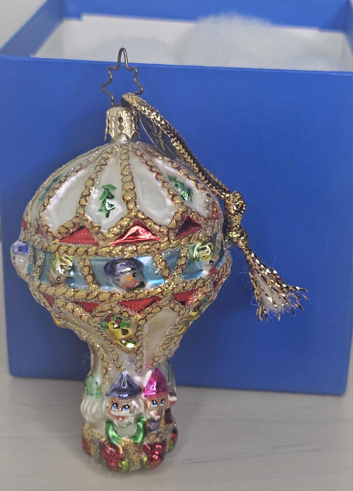 Christopher Radko Hot Air High Jinks Glass Ornament Little Gems Glitter