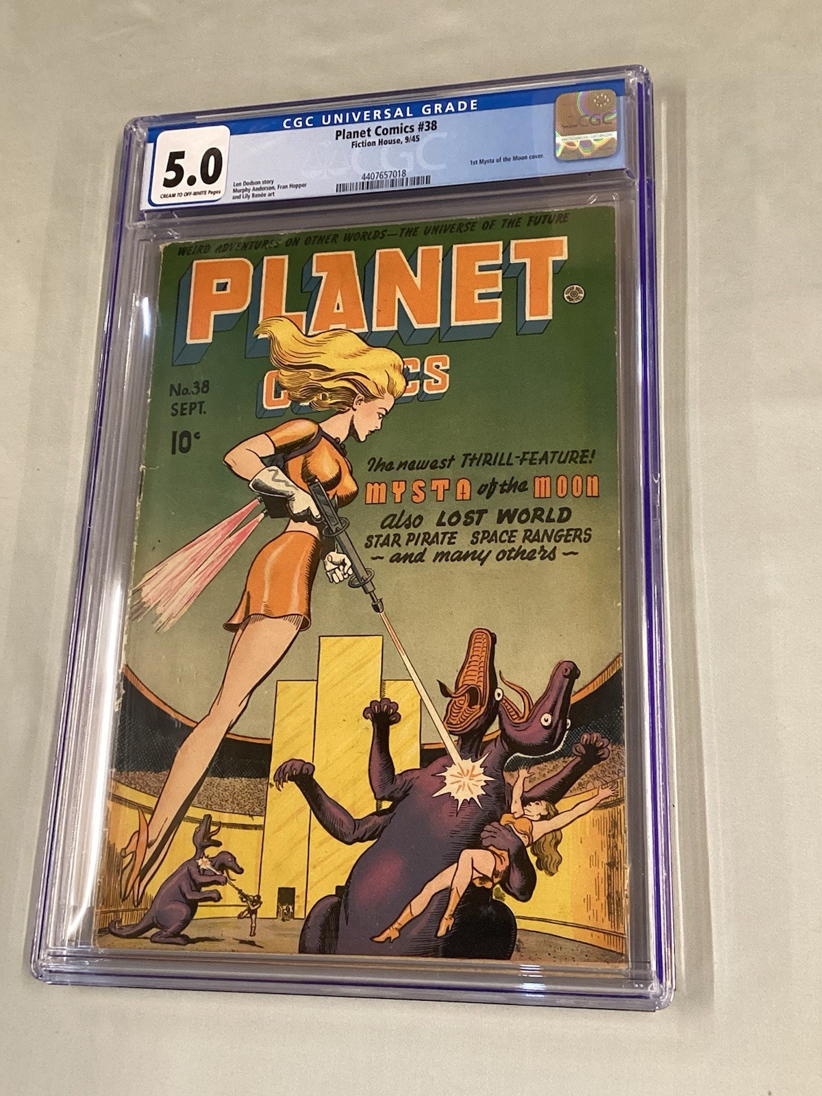 Planet Comics # 38 CGC 5.0 Fiction House 1945 1st Mysta Of The Moon Cover