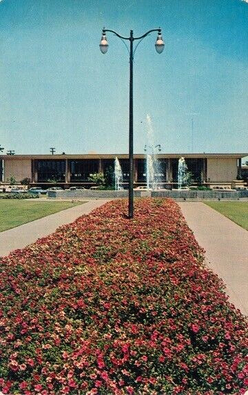 Stockton Civic Center with Flowers in Stockton, CA vintage unposted