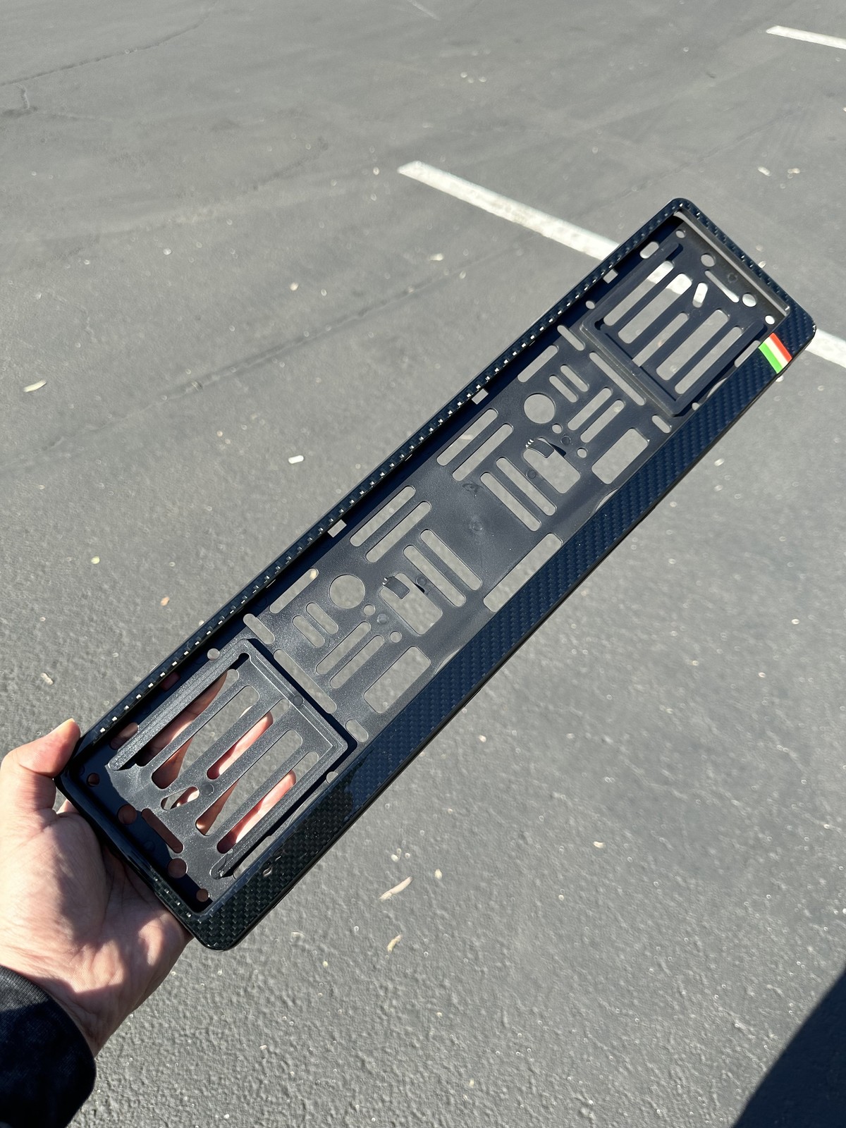 Real carbon fiber European size license plate frame holder Italian Flag