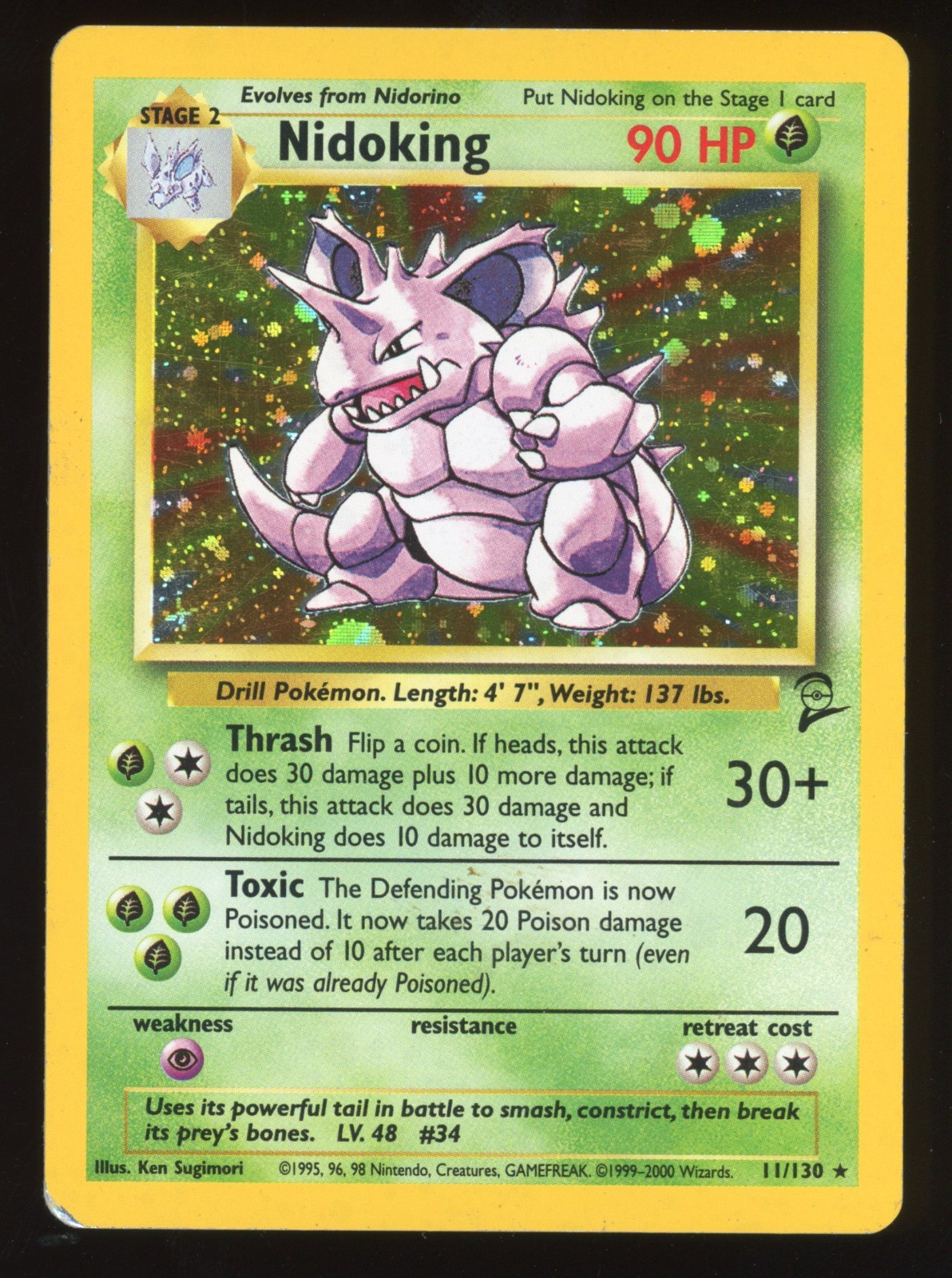 Nidoking Pokemon TCG Base Set 2 2000 Holo Rare 11/130 MP