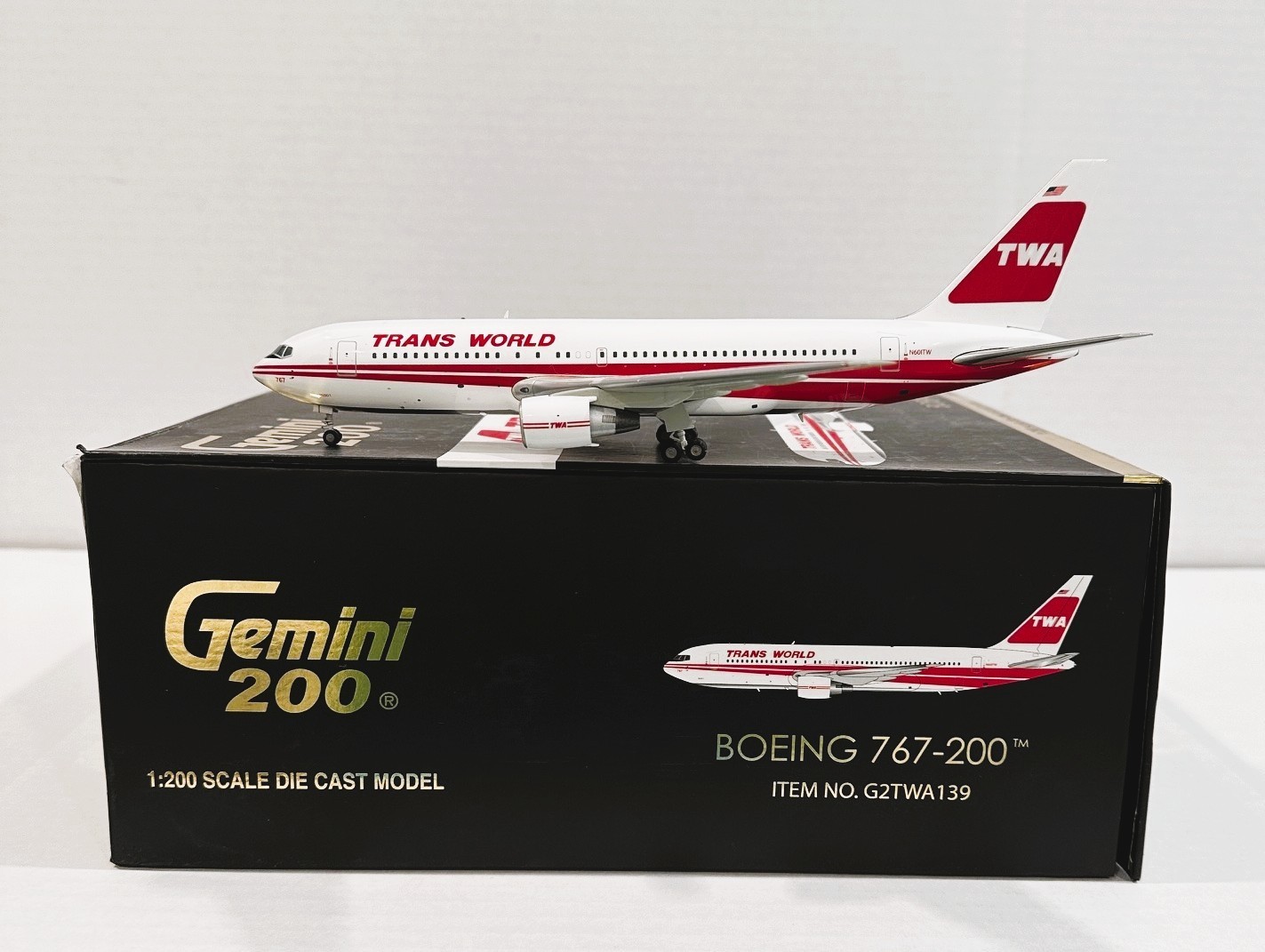 Gemini Jets G2TWA139 TWA Trans World Boeing 767-200 N601TW Diecast 1/200 Model
