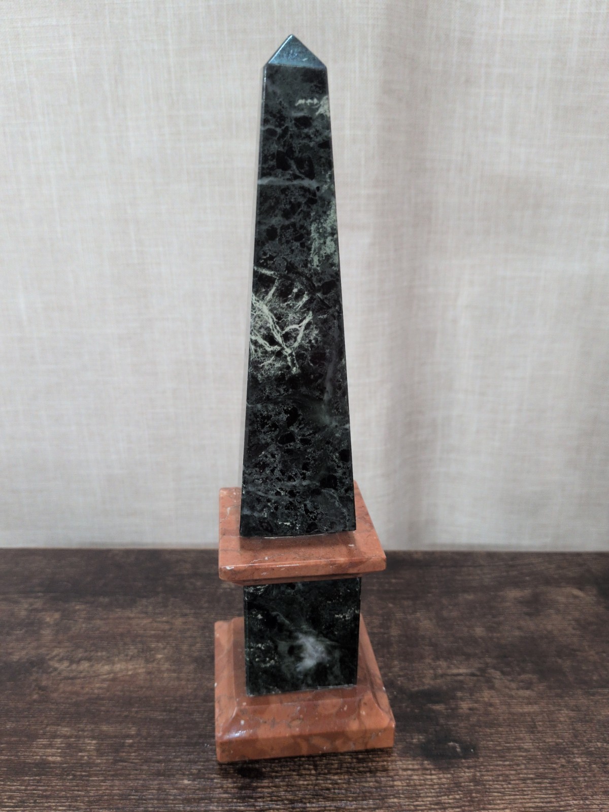 Italian Vtg Green Marble Obelisk 9\