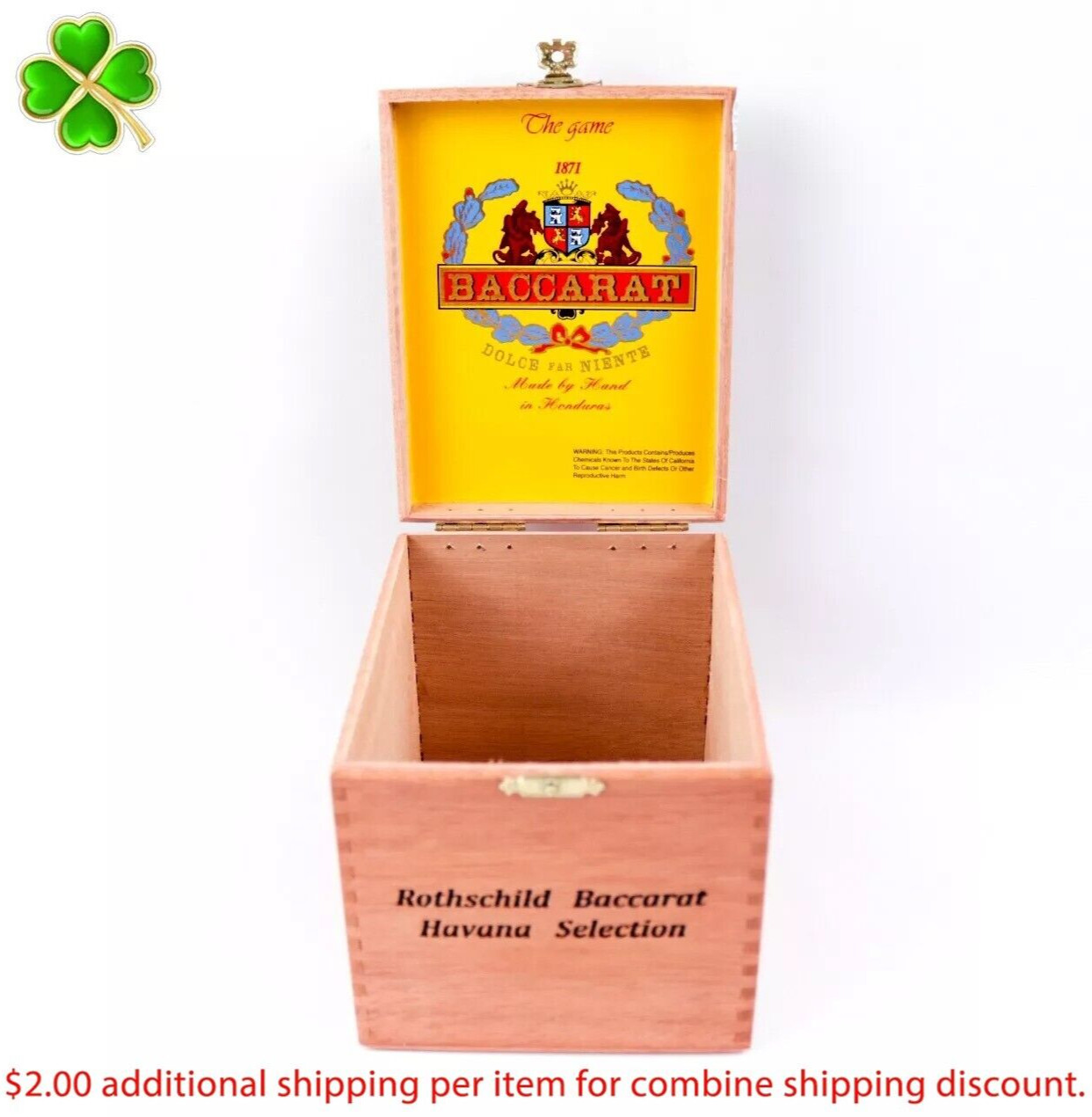 Baccarat The Game Rothschild Havana Empty Wood Cigar Box 5.5\