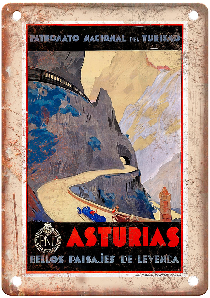Vintage VAQUERO Asturias Travel Poster Retro Look Sign T1305