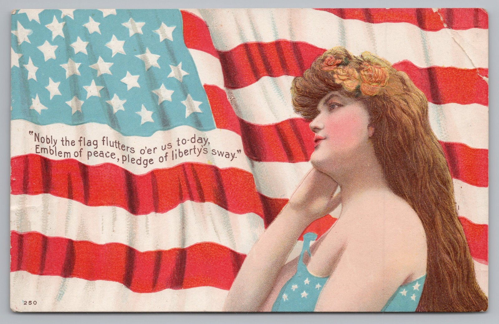 Patriotic, Nobly The Flag Flutters O\'er Us Today, Embossed, 1908--Postcard R999