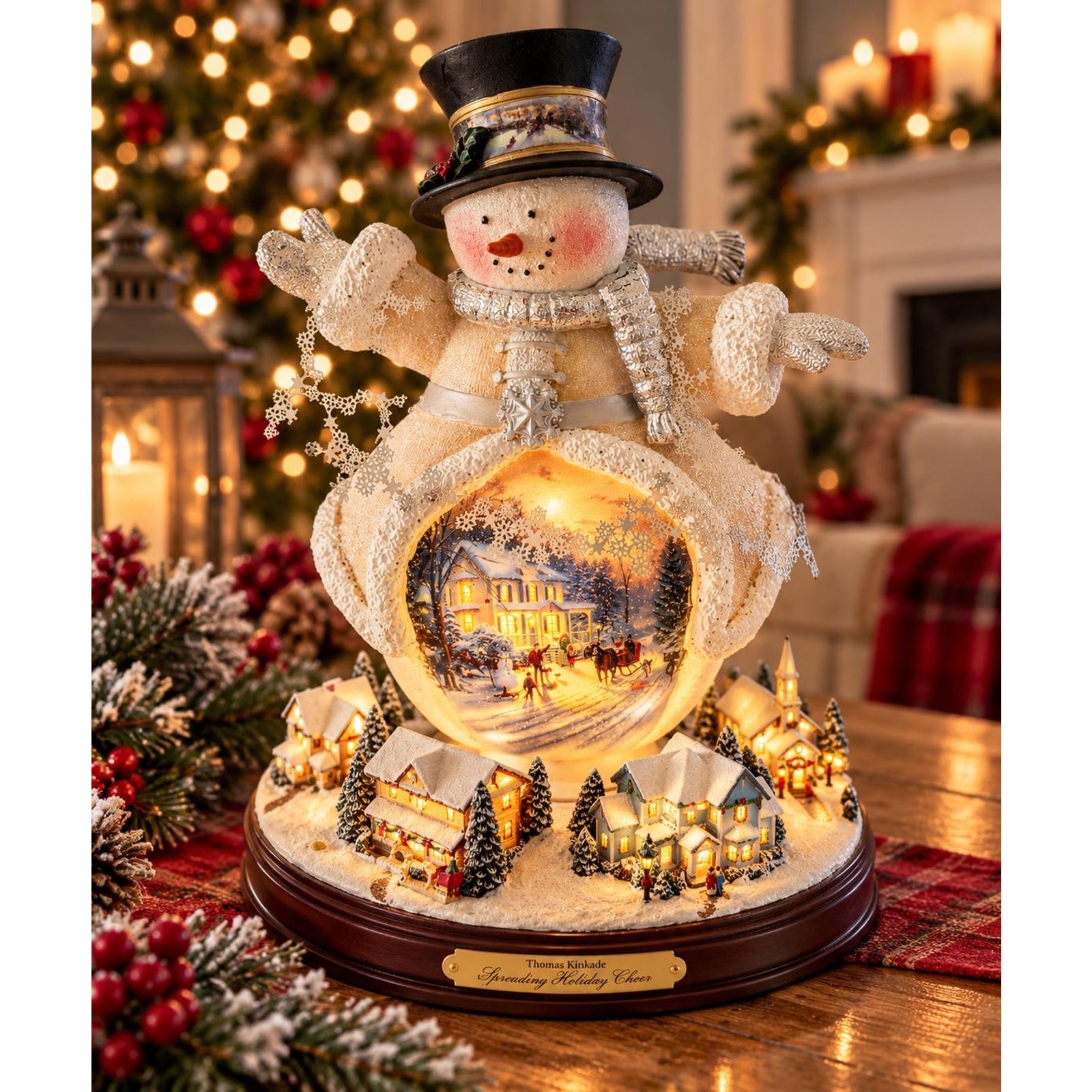 Thomas Kinkade Spreading Holiday Cheer Snowman 12\
