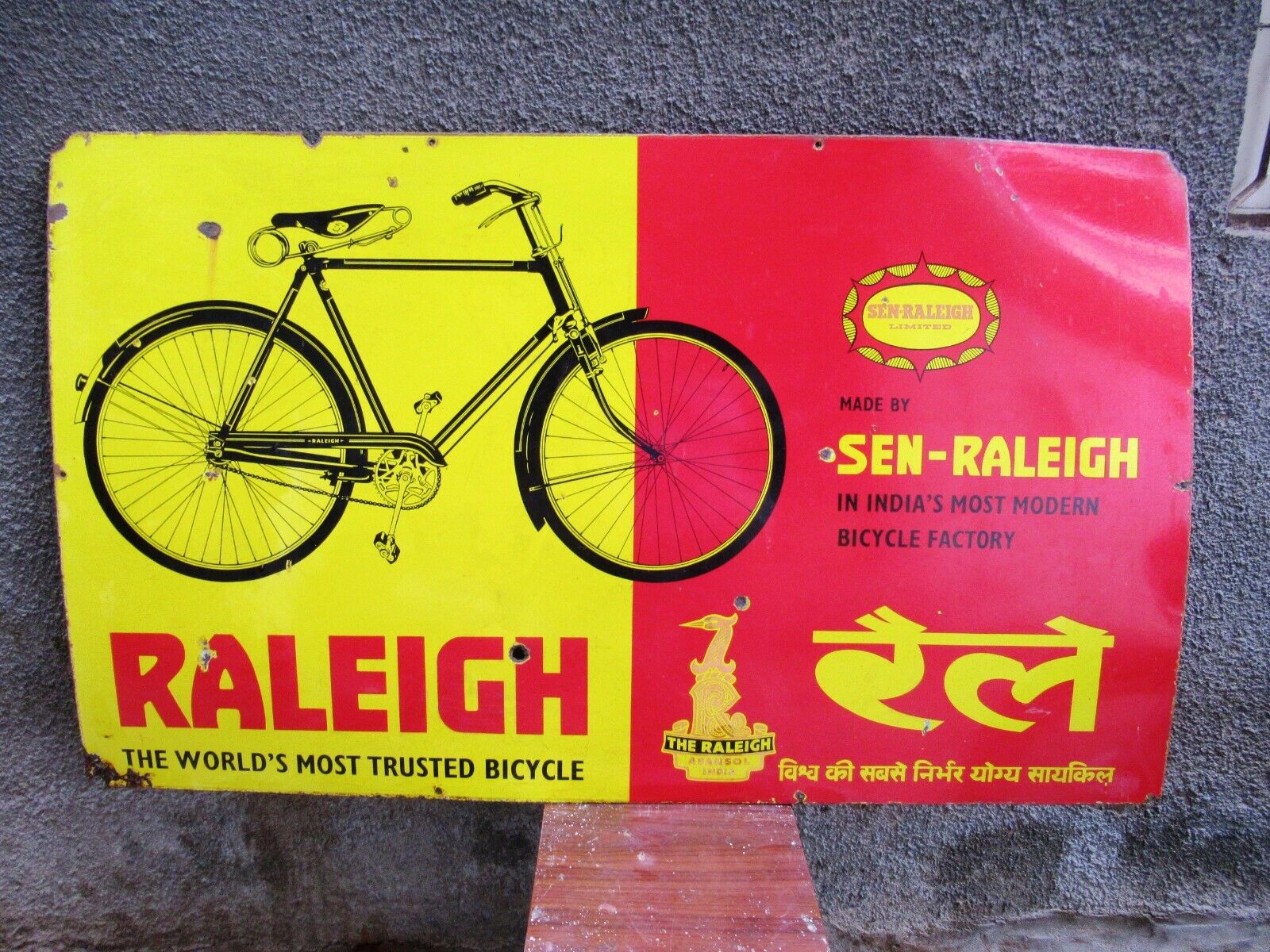 Raleigh Bicycle Vintage Porcelain Enamel Sign Collectibles Size 36 X 60\