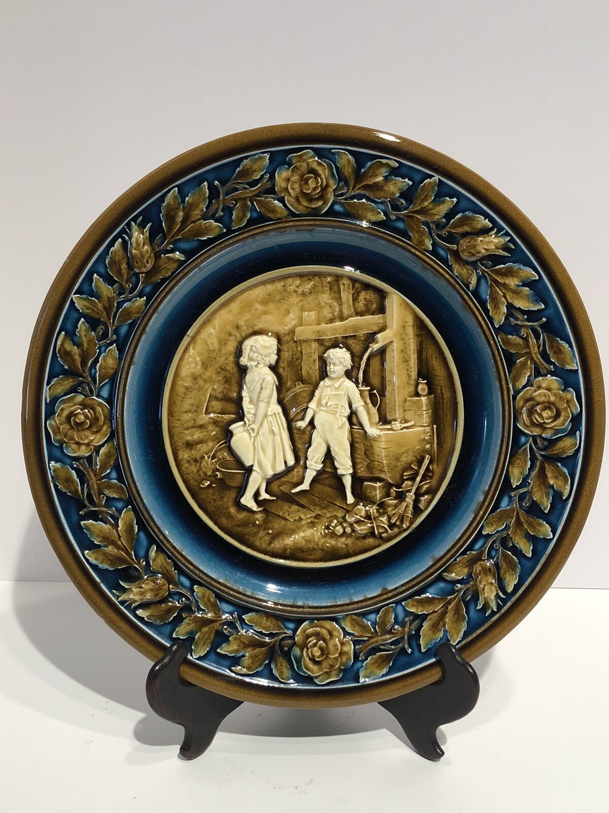 Antique Austrian Gebruder Schutz Large Majolica charger 1900’s