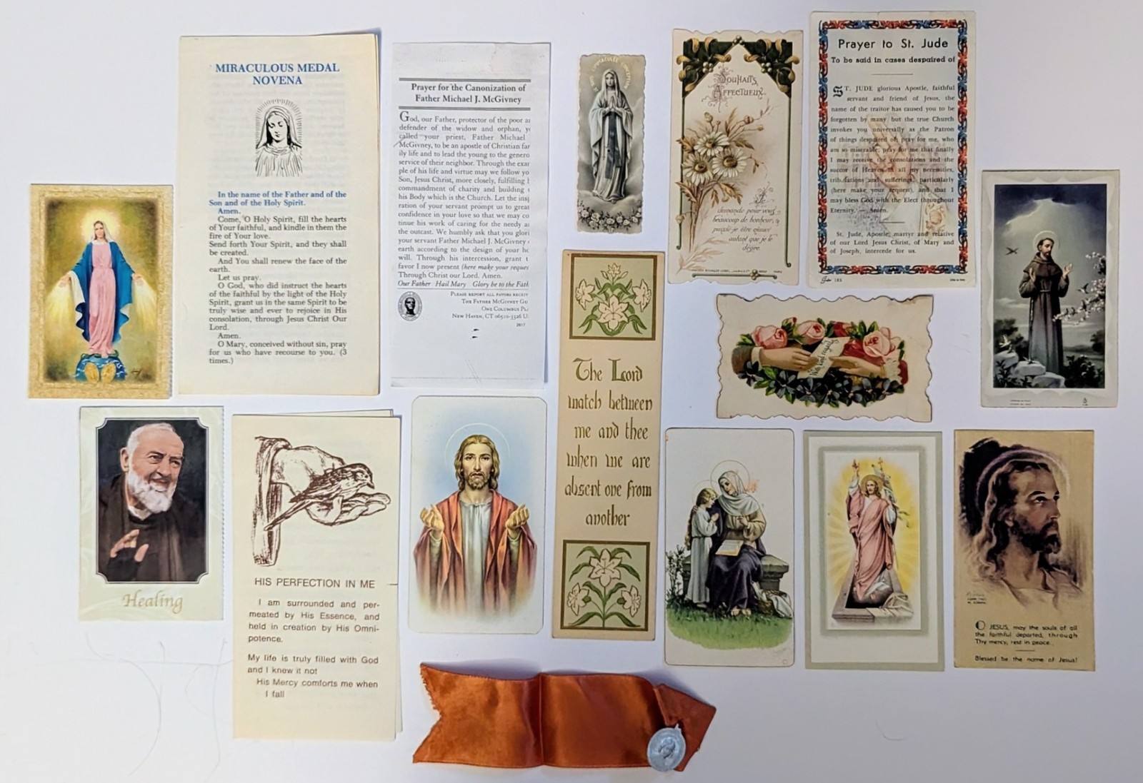​​​Vintage Catholic Holy Card Lot 16pc Prayer Cards Memorial Padre Pio St Jude
