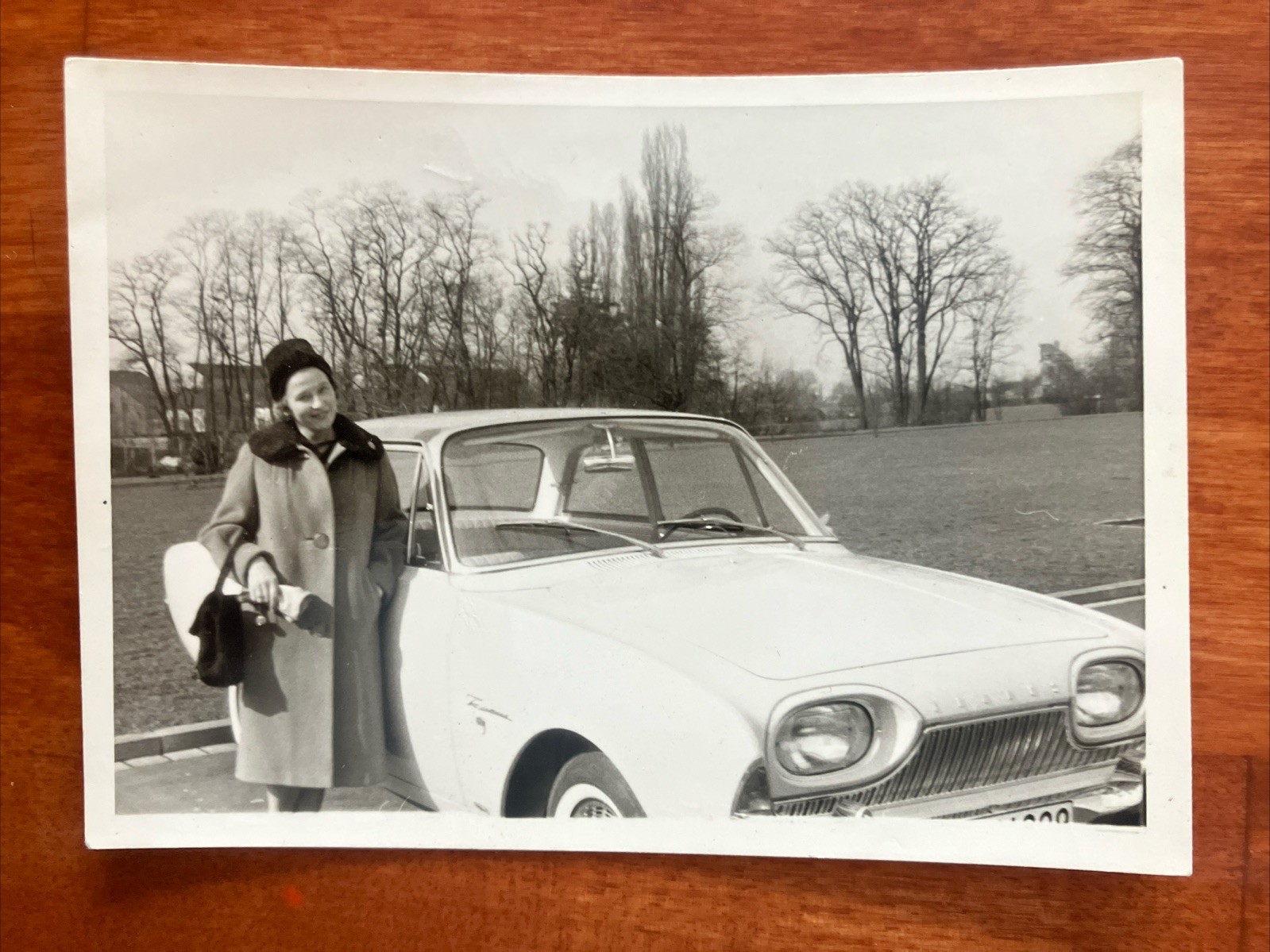 Vtg Found Photo Pretty Woman ID\'d Classic Car Ford 17 M 4 x 3 1962 60s