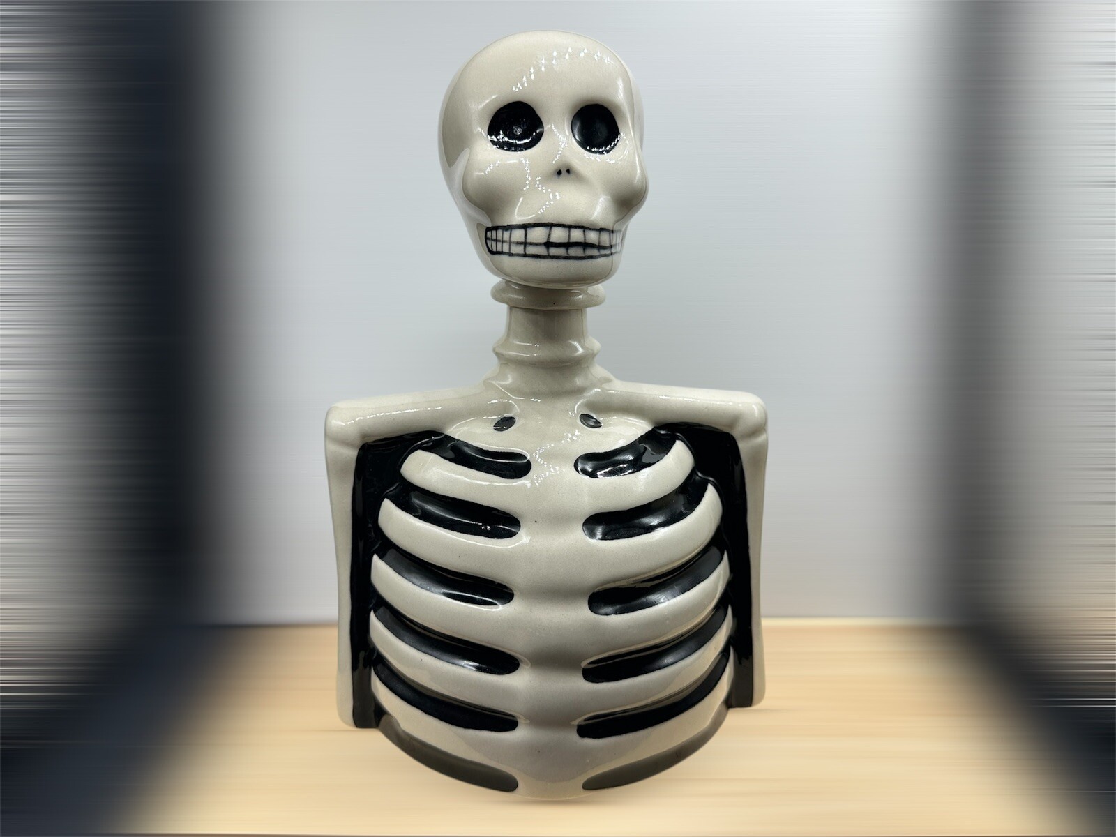 SKELLY by AzulejoS Anejo Tequila EMPTY Pottery Skeleton Bottle Barware