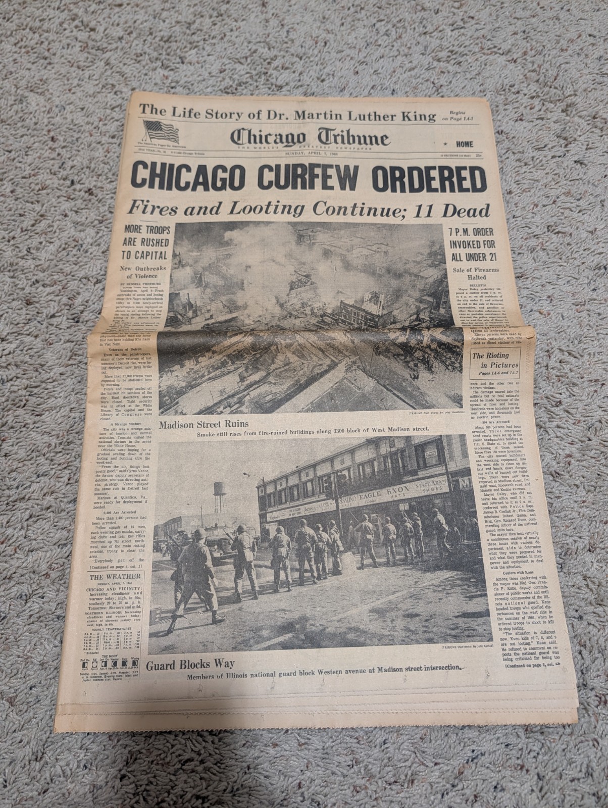 Vtg Chicago Tribune Newspaper 1968 Chicago Curfew Ordered Looting Continues