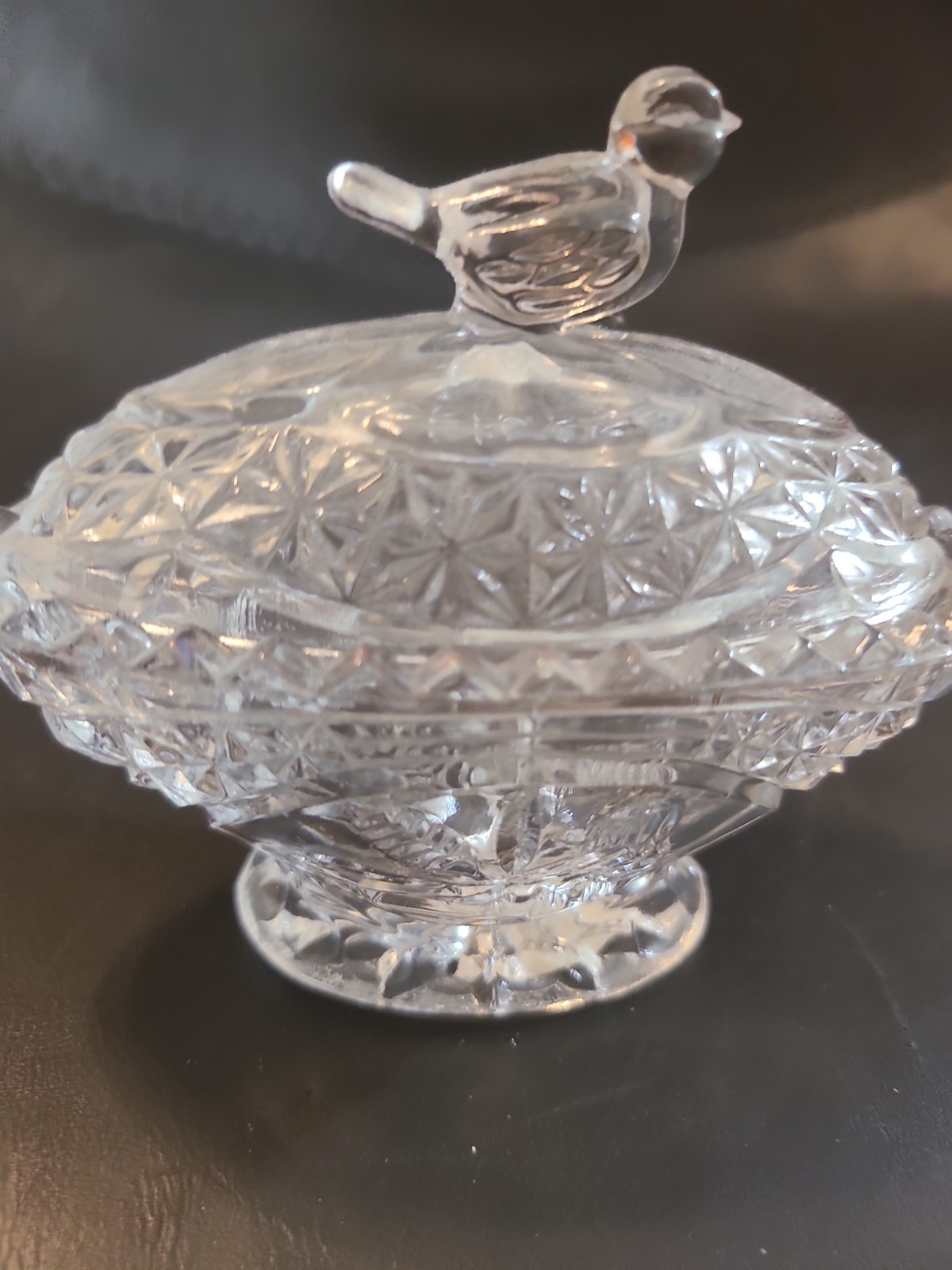 Hofbauer Lead Crystal Bird Trinket Dish