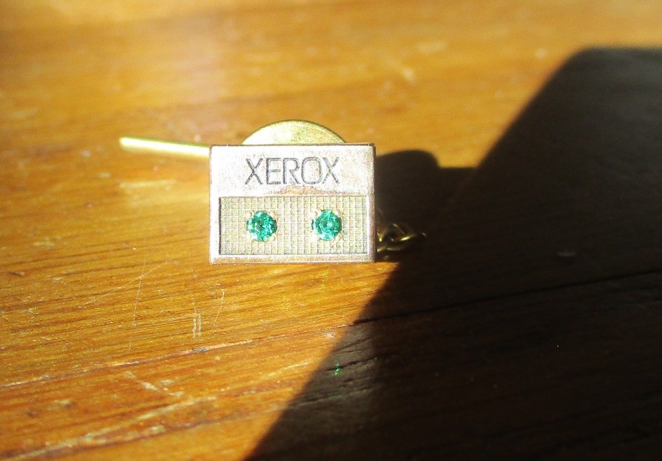 VTG Xerox 2 Emerald Employee Service Award Tie Tack Lapel Pin VTG Xerox 2 Emerald Employee Service Award Tie Tack Lapel Pin