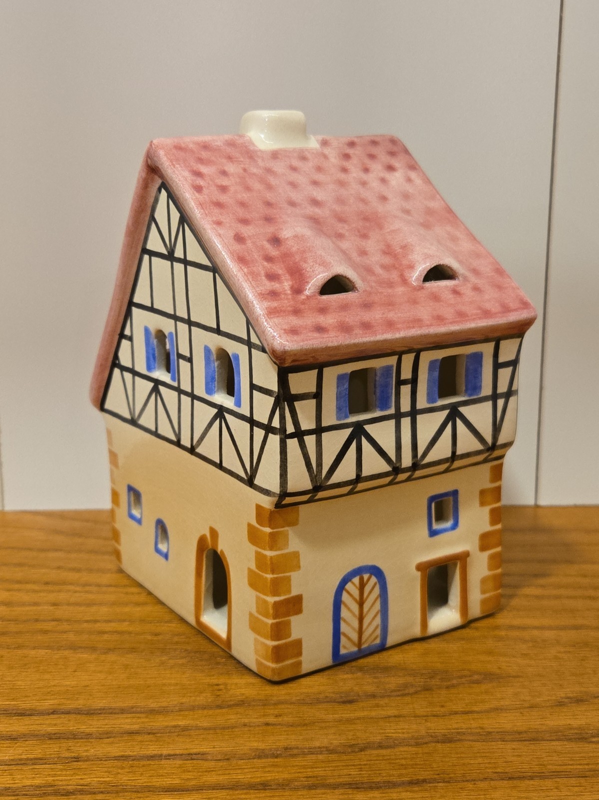 Vtg Ursula Leyk Lichthaus Handmade German Tea Light Tower House 2 Haus Pottery