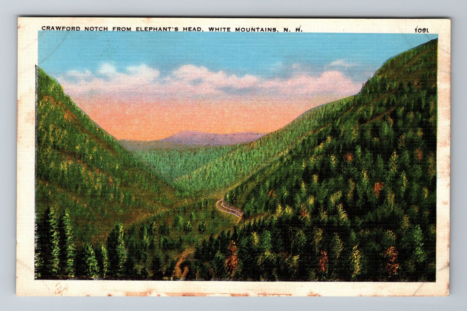 White Mountains NH-New Hampshire, Crawford Notch, Aerial, Vintage Postcard