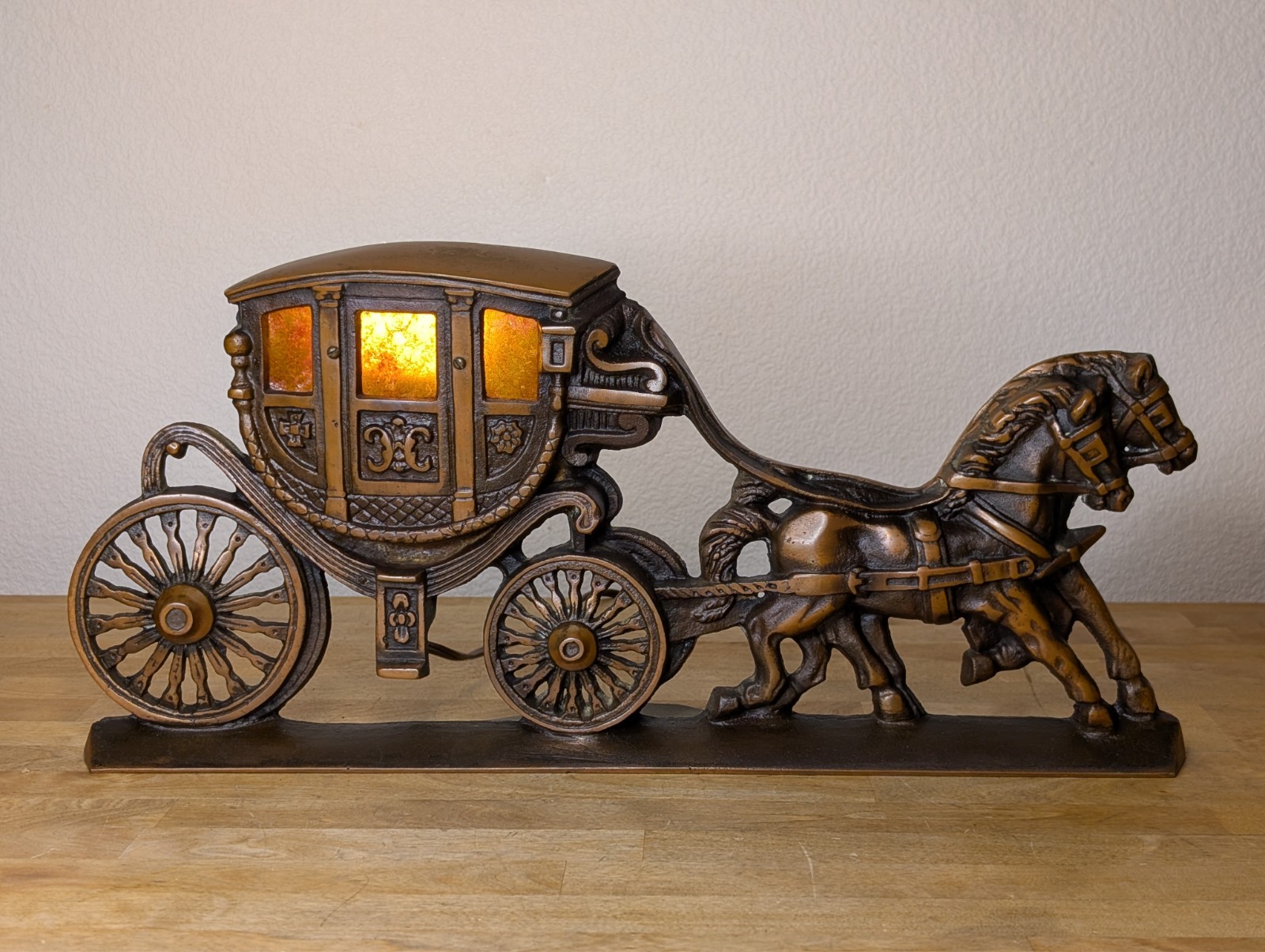 Rare Antique Cast Iron Horse & Carriage Lamp, Early 1900's, Spanora Americana