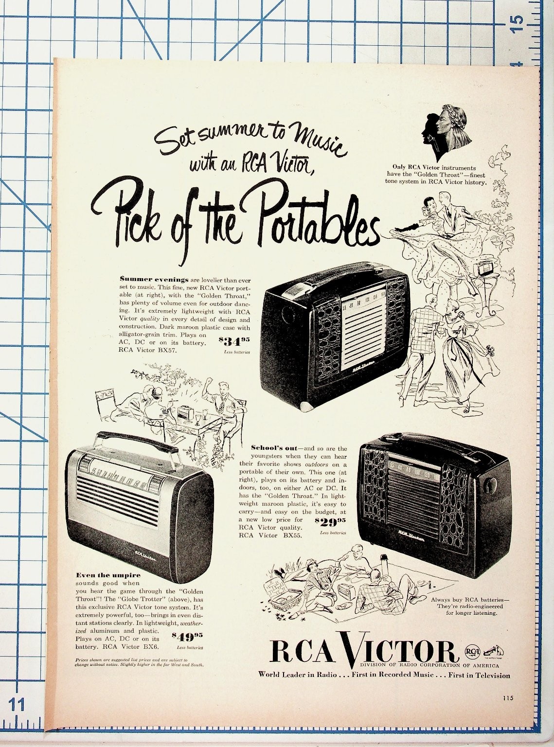 Vintage RCA Victor Pick of the Portables Radio Ad 1940s 1950s Magazine Print