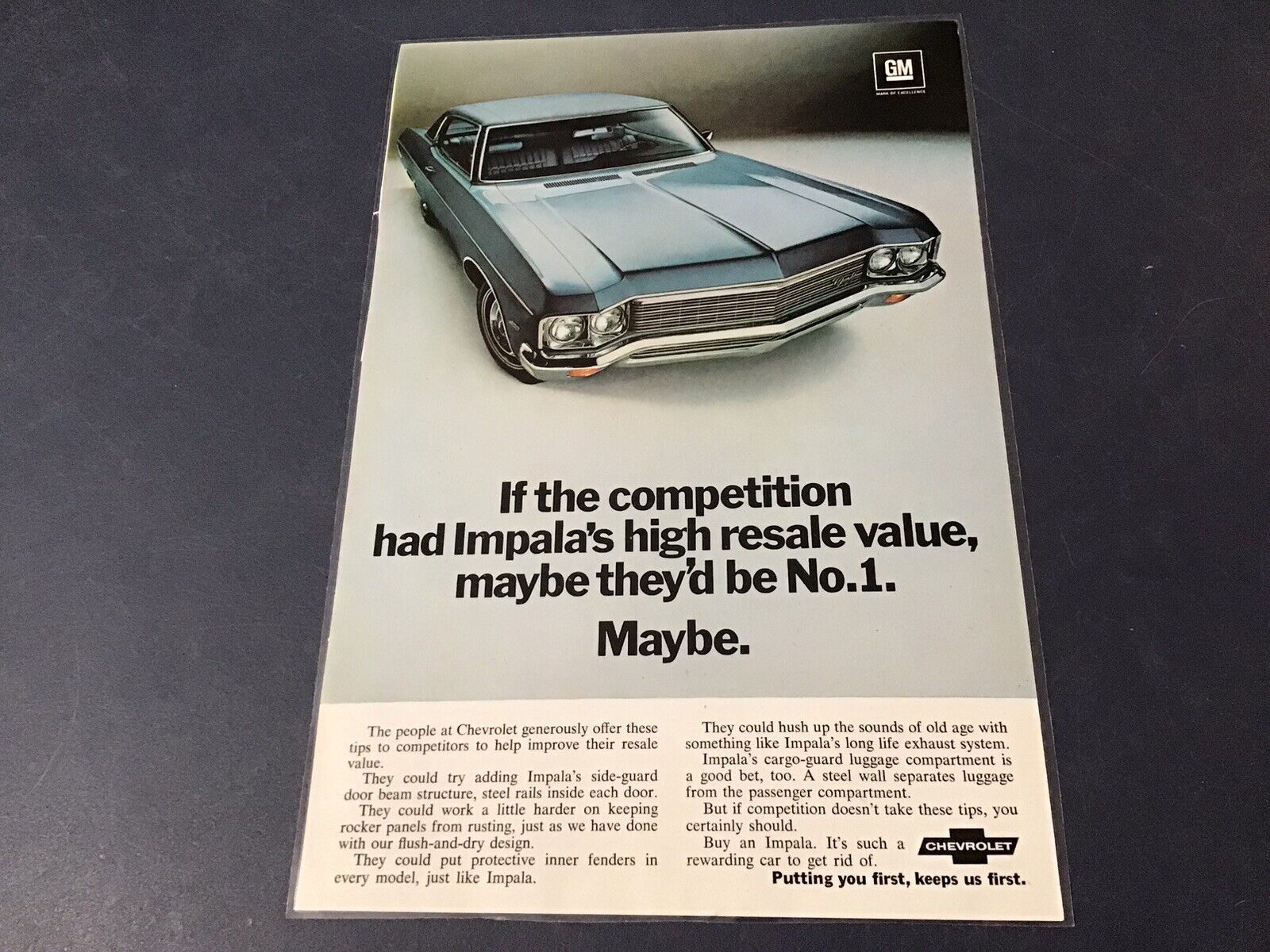 1970 Chevrolet Impala laminated original ad