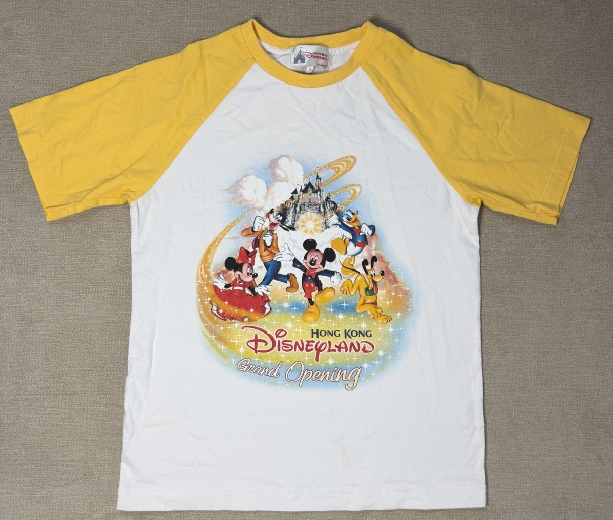 Vintage Y2K Disneyland Hong Kong Grand Opening Baseball Tee Tshirt Size Small