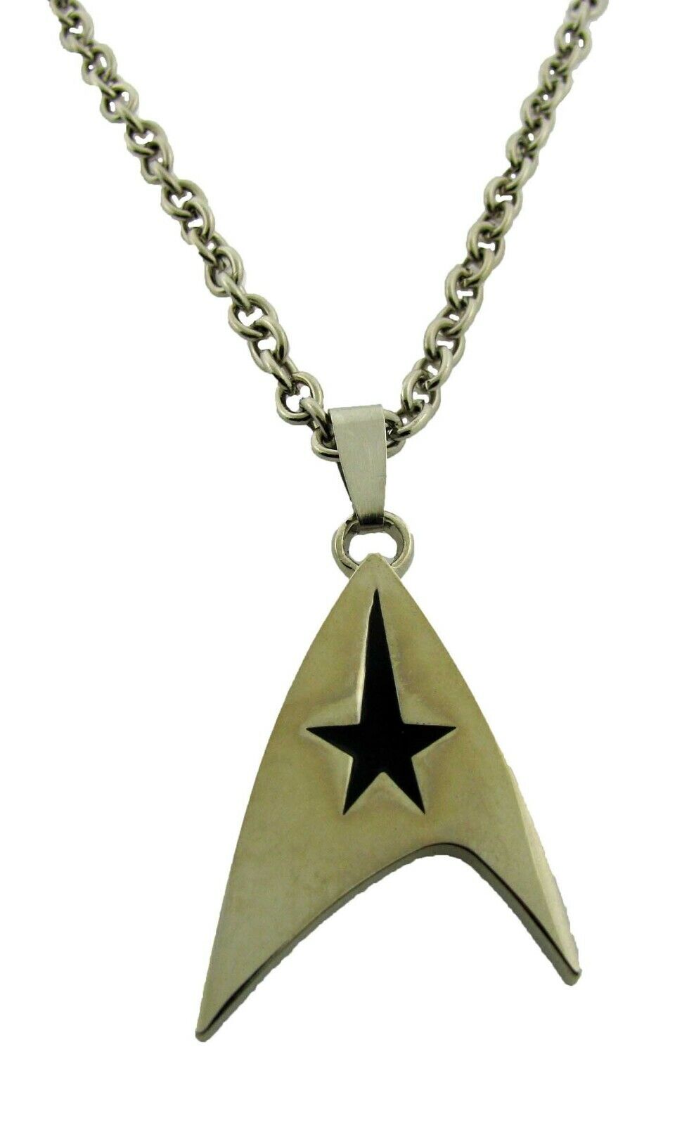 Star Trek Necklace Pendant Dog Tag Badge Silver Chrome Die-cut discontinued item
