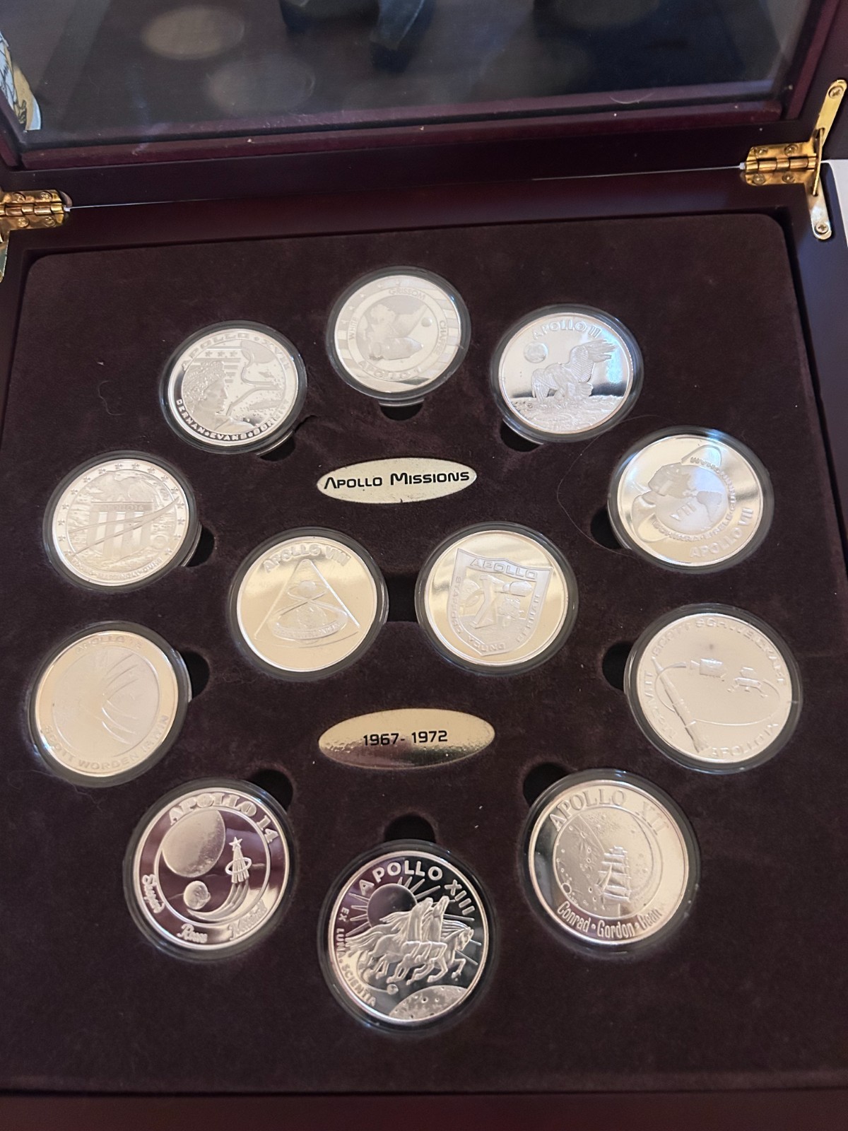 NASA Apollo Mission 12 silver plated commemorative coins 1967-1972