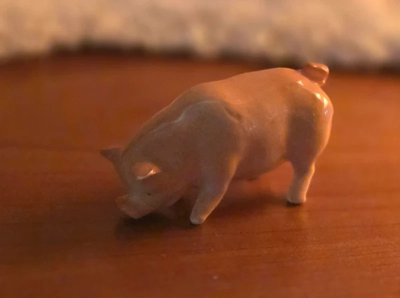 Adorable miniature ceramic glazed pig