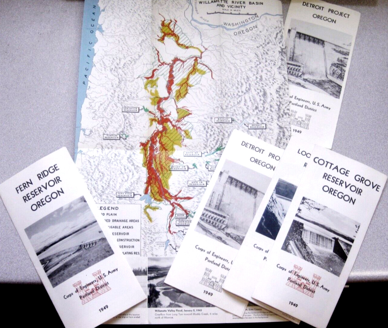 Vintage 1940s & 1950 State of Oregon CORPS OF ENGINEERS U.S. ARMY Projects